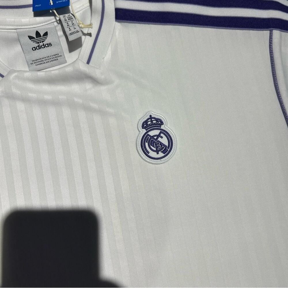 Adidas‎ Originals Real Madrid Icon Jersey White Purple Men’s Size M Authentic - Picture 4 of 7